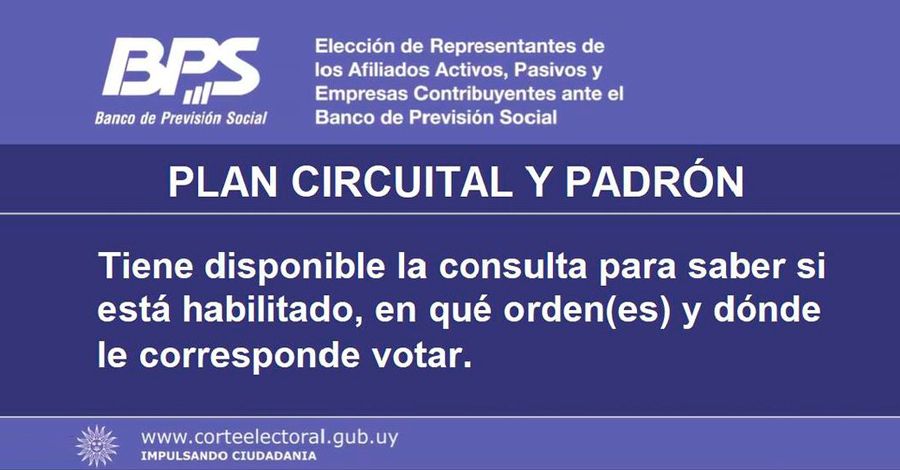 Colón Portal - Plan Circuital Y Padrón Para Las Elecciones Del BPS